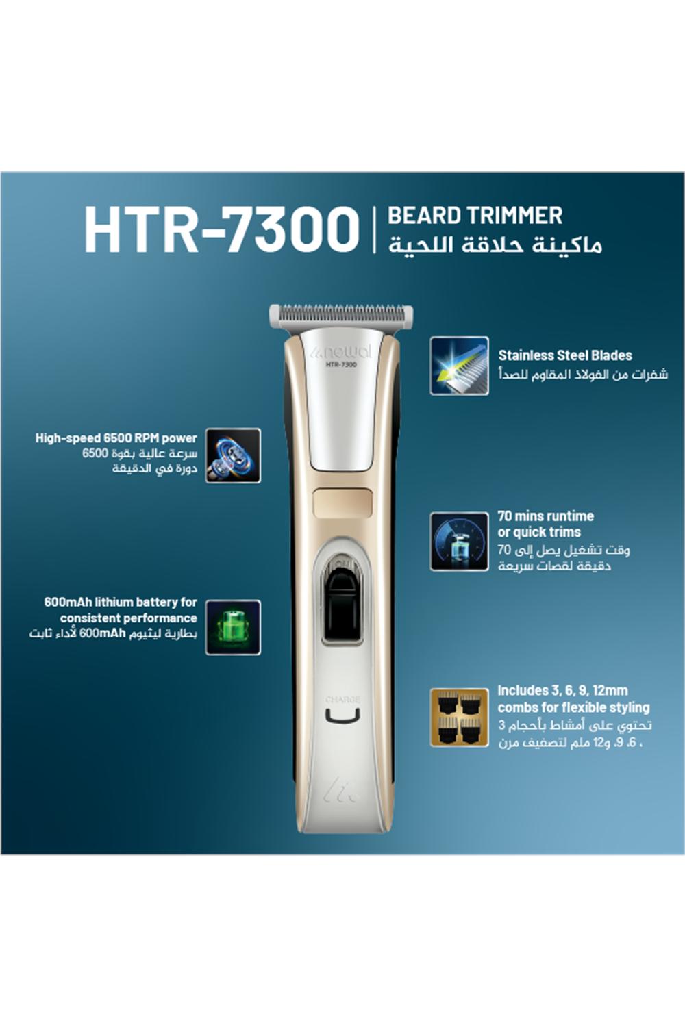 Newal HTR7300 Şarjlı Saç ve Sakal Tıraş Makinesi