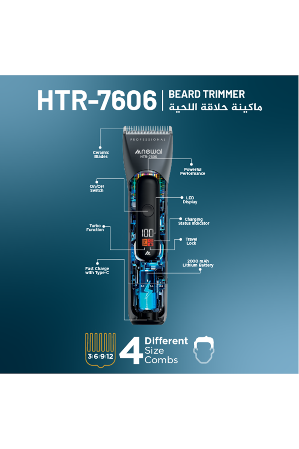 Newal HTR7606 Şarjlı Saç ve Sakal Tıraş Makinesi